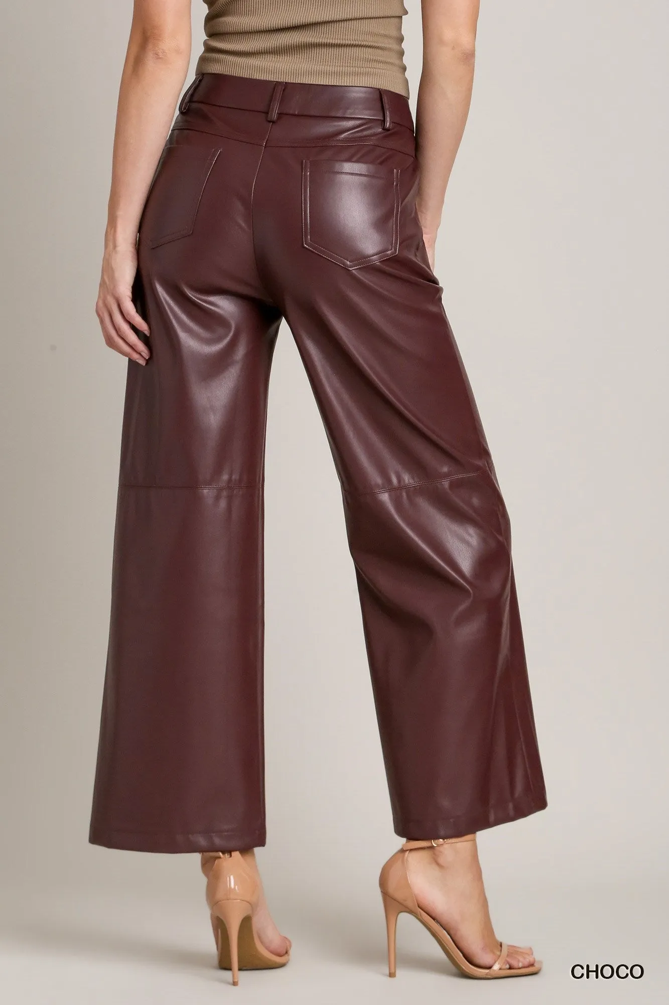 Chocolate Brown Faux Leather Pants