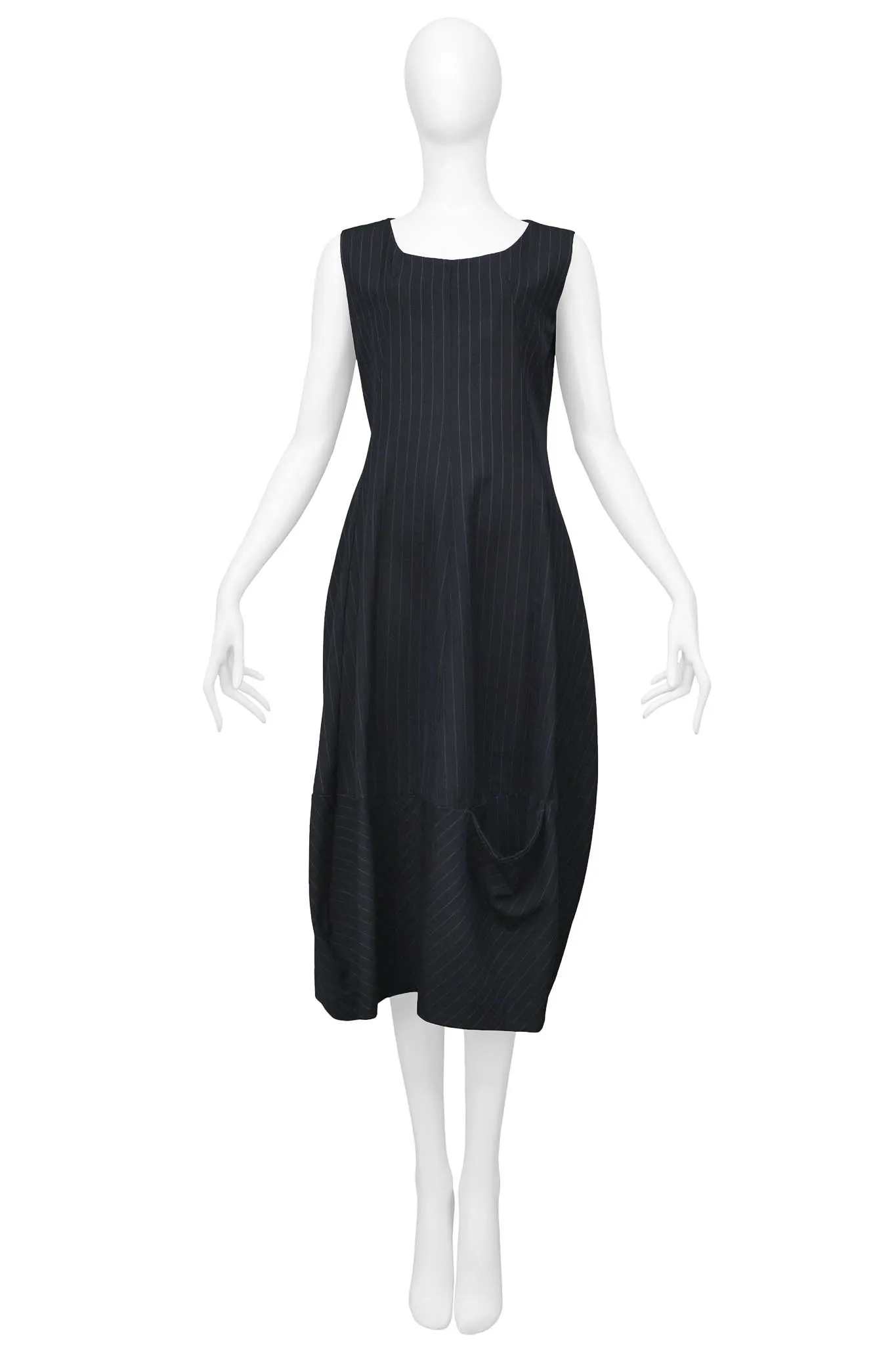 COMME DES GARCONS BLACK PINSTRIPE POCKET DRESS 1992