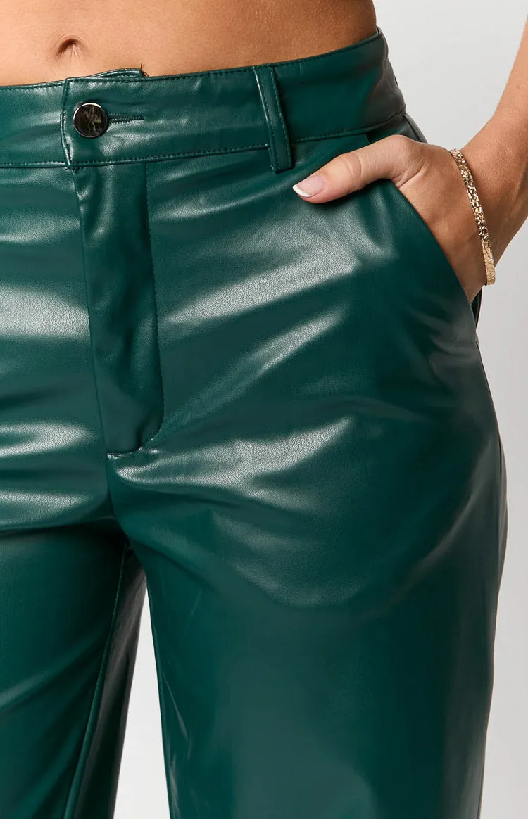 Cool Shade Forest Green PU Pants