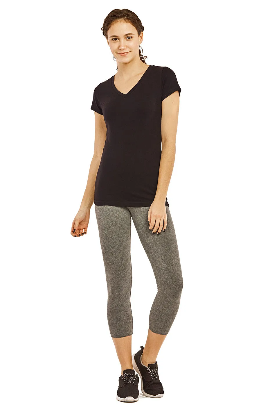 COTTONBELL LADIES COTTON CAPRI LEGGINGS (WP4001C_CHC-GR)