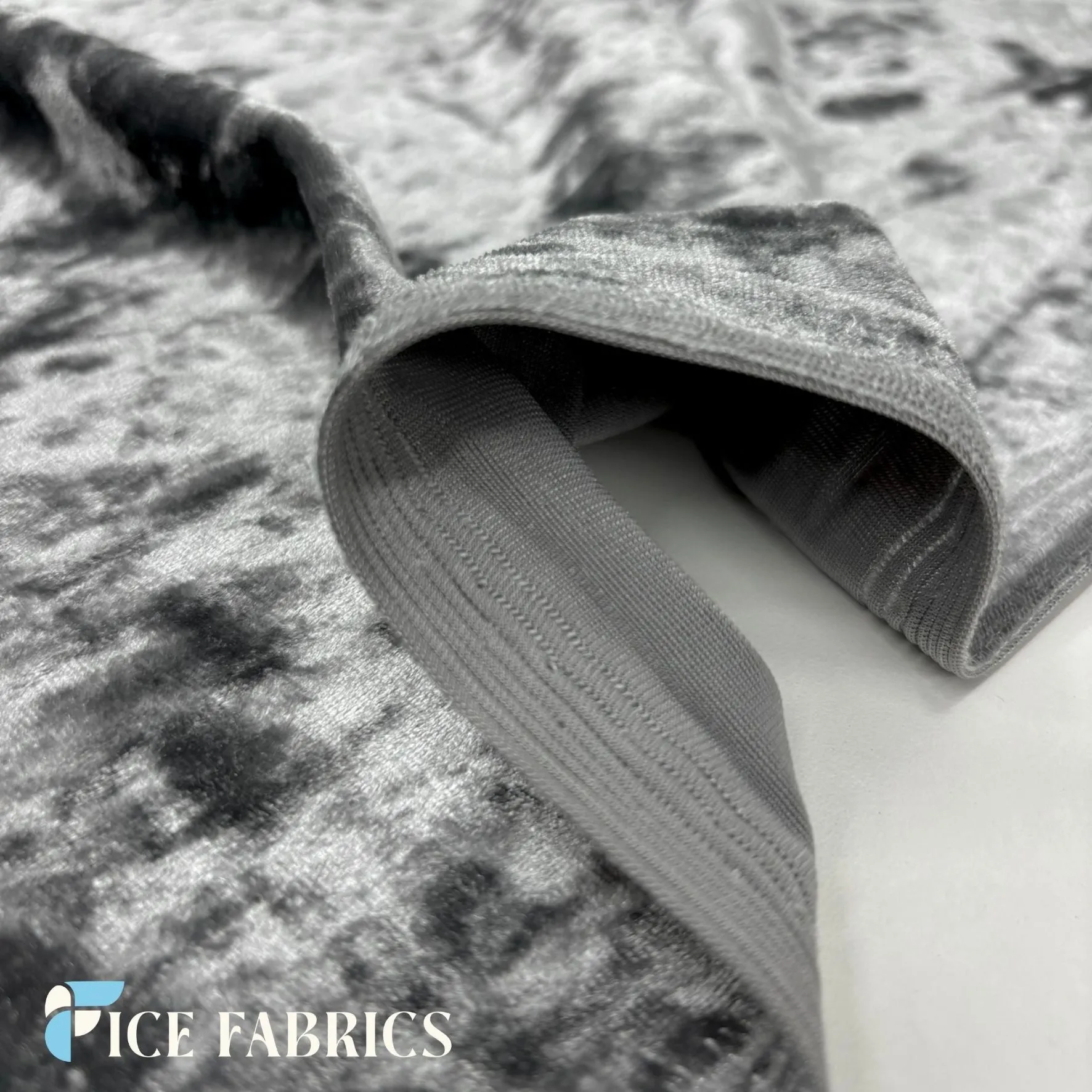 Dark Gray Stretch Crushed Velvet Fabric