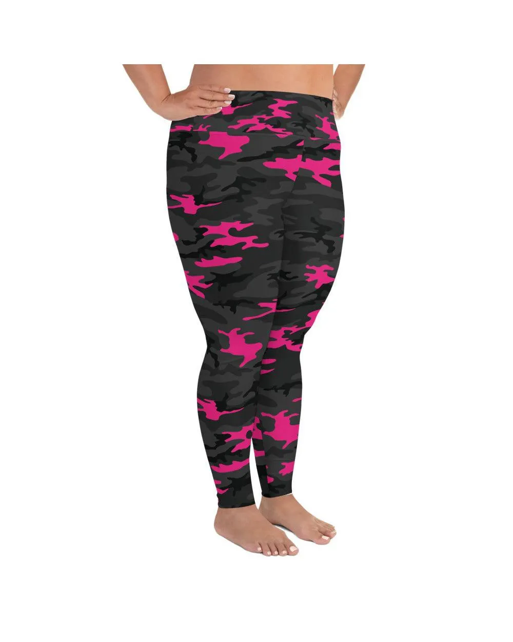 Dark Pink Camo Plus Size Leggings