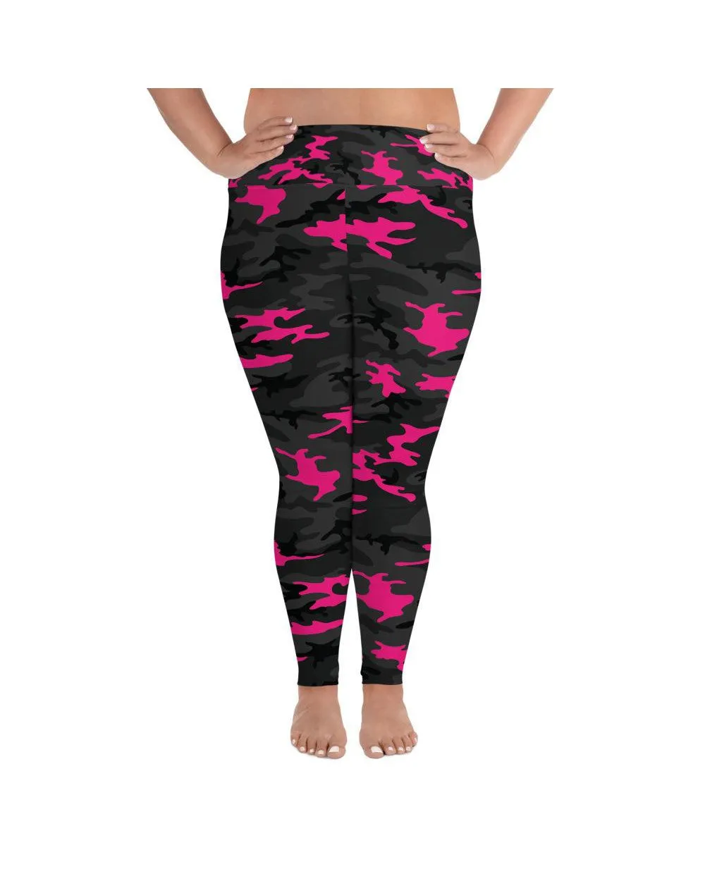 Dark Pink Camo Plus Size Leggings