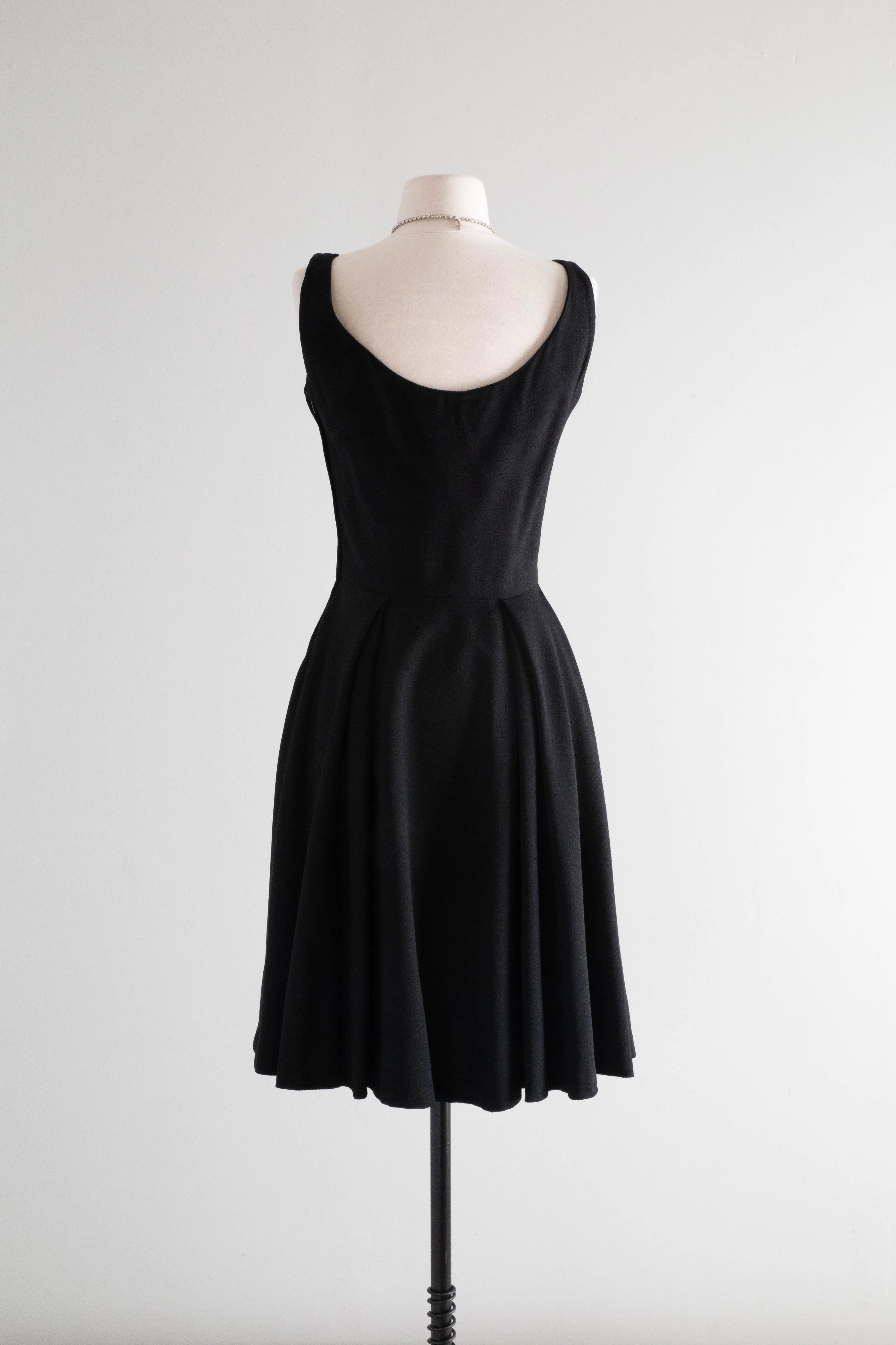 Darling 1940's Black Gabardine Cocktail Dress With Button Jacket / SM