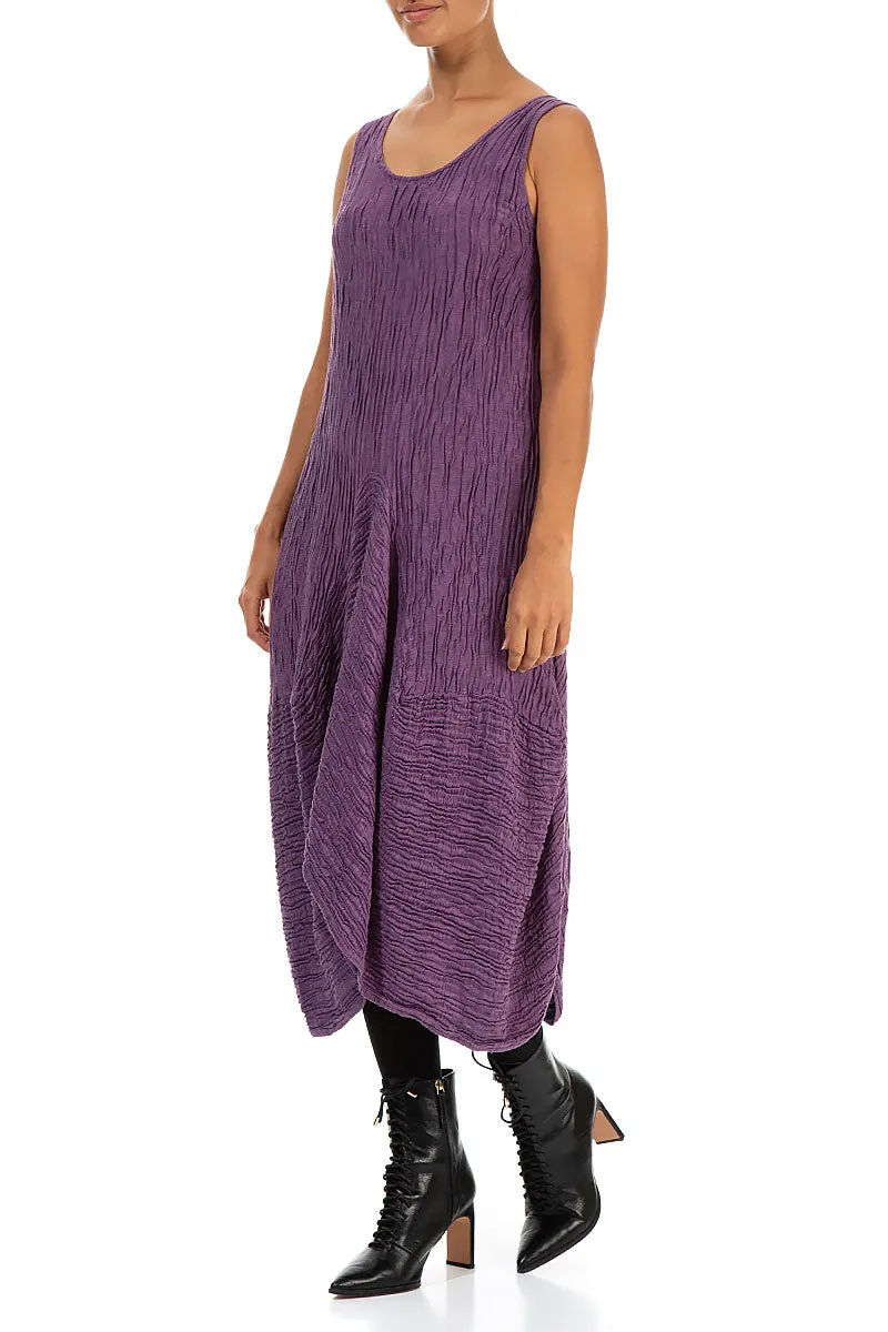 Draped Crinkled Purple Silk Dress