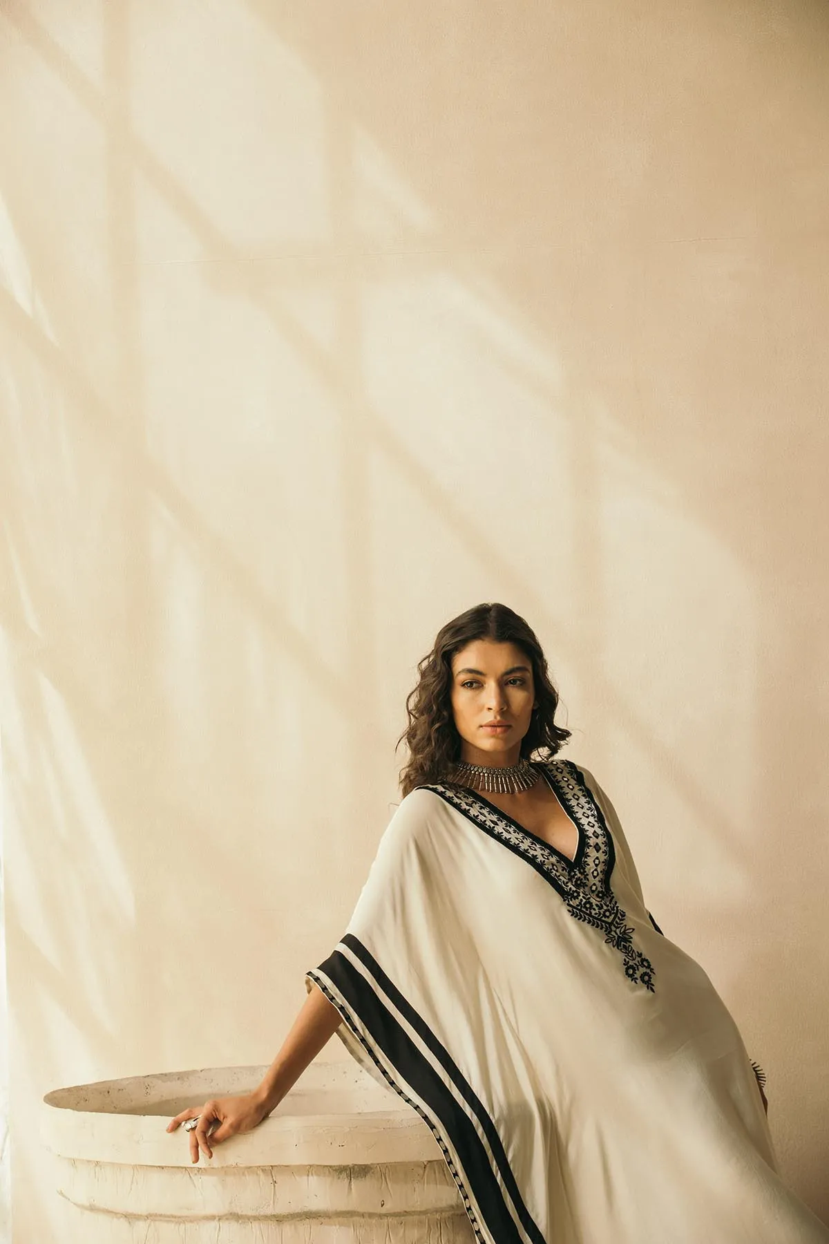 Ebony & Ivory Embroidered Kaftan