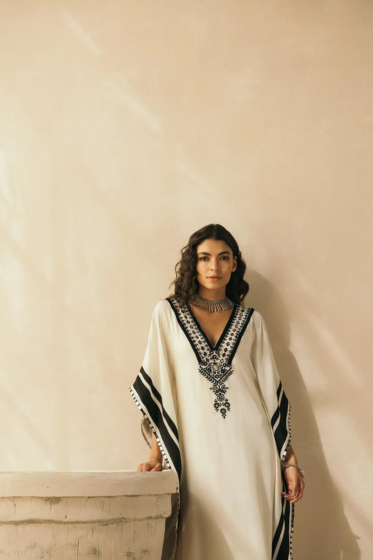 Ebony & Ivory Embroidered Kaftan