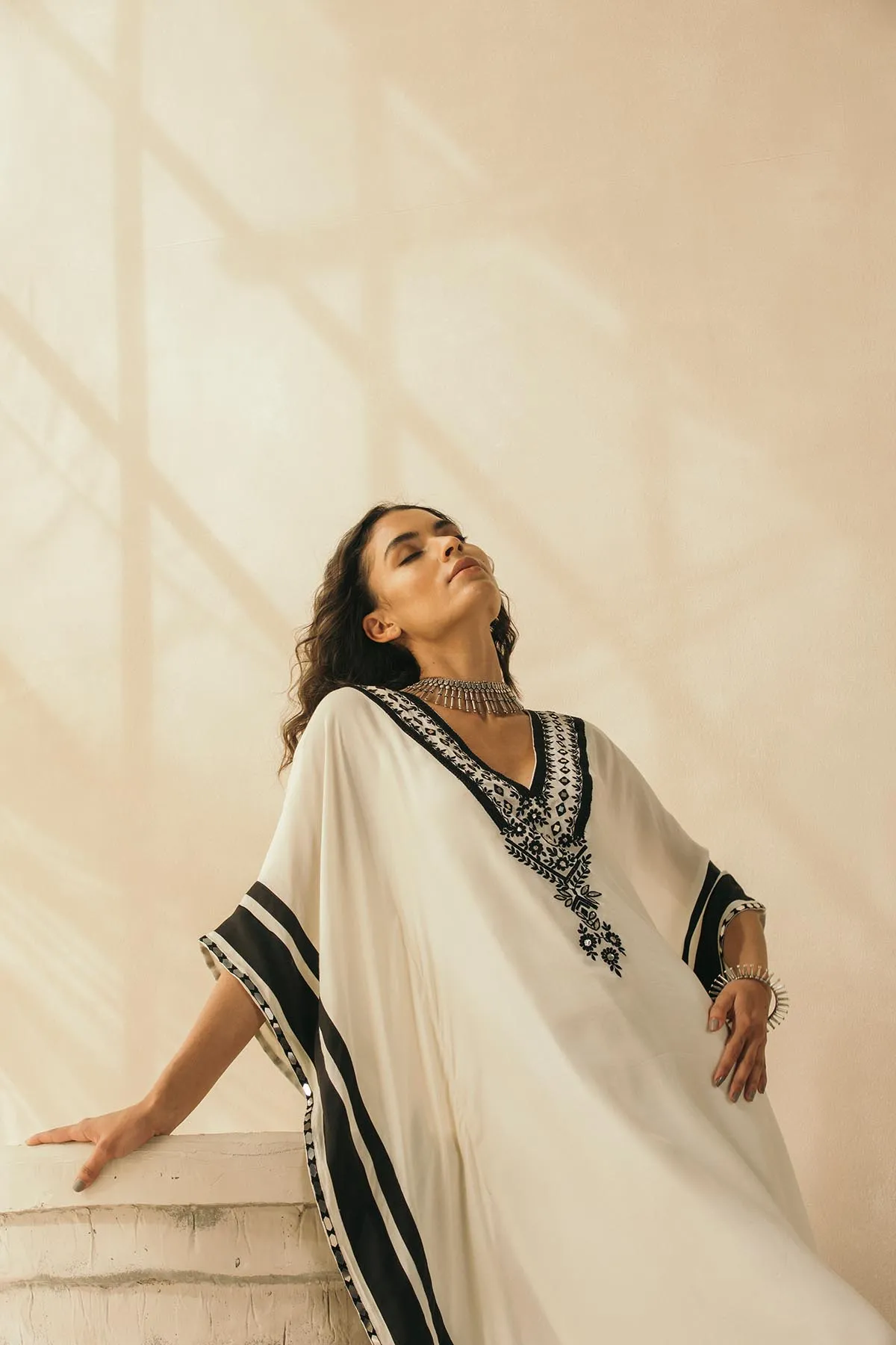 Ebony & Ivory Embroidered Kaftan