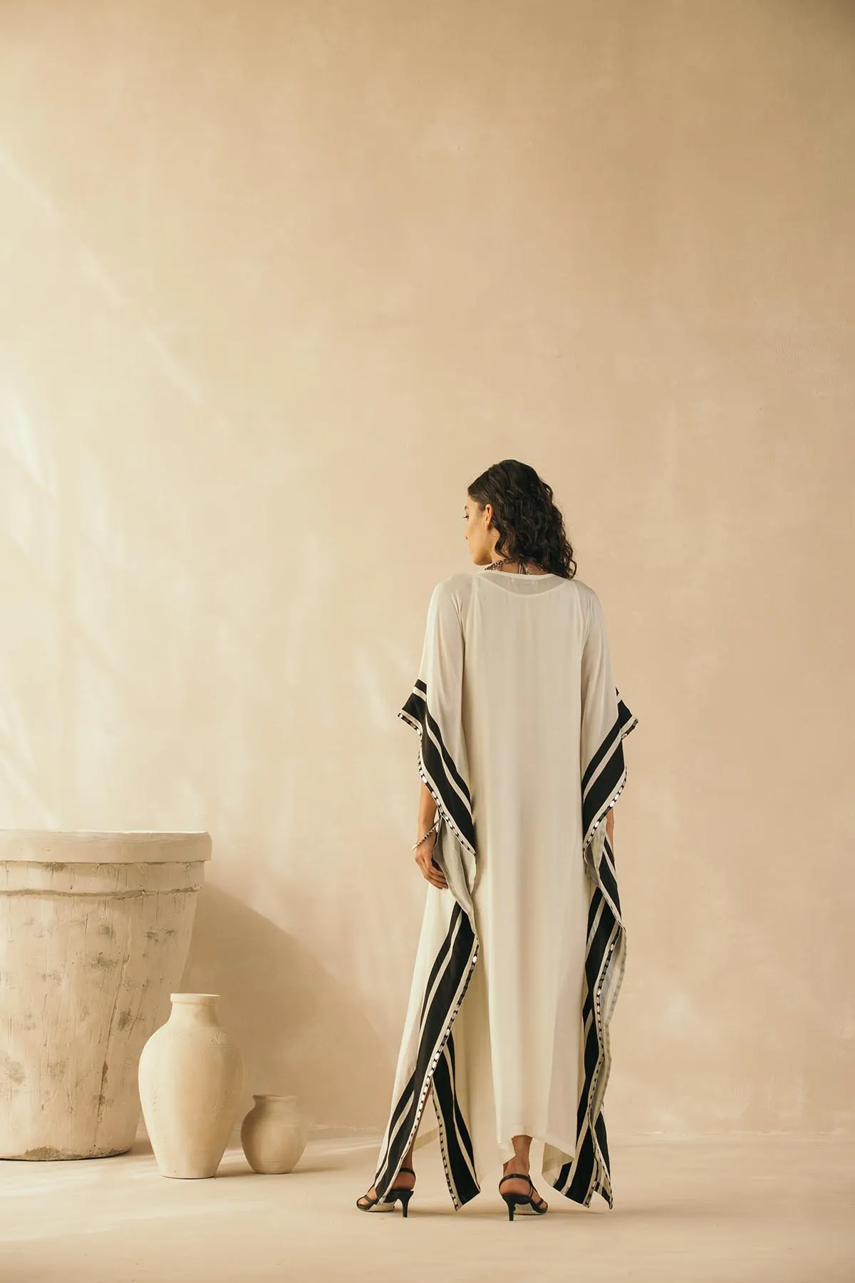 Ebony & Ivory Embroidered Kaftan