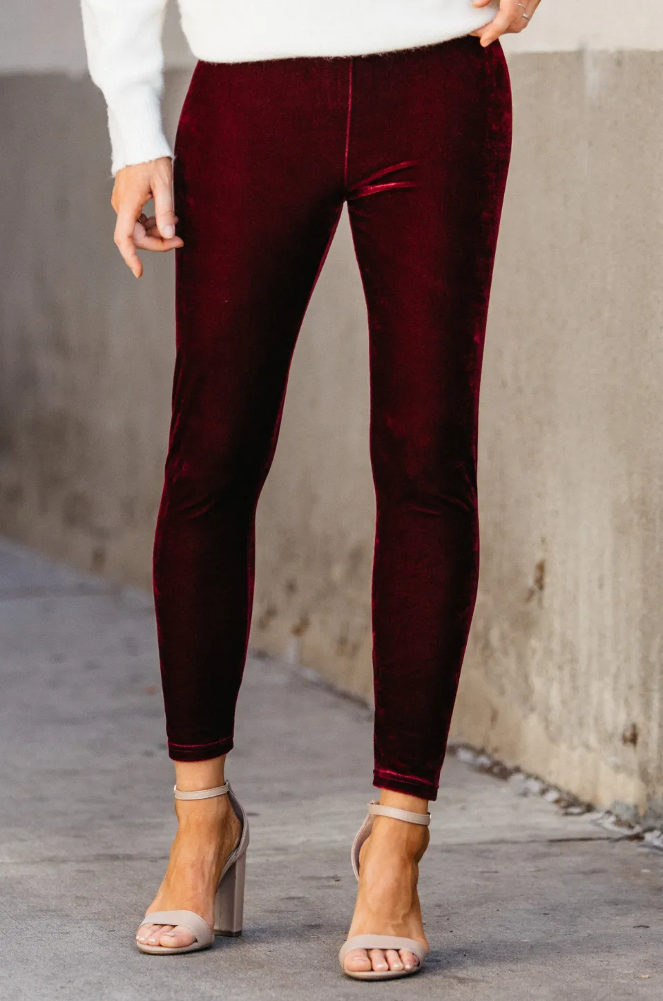 Elastic Waist Velour Leggings