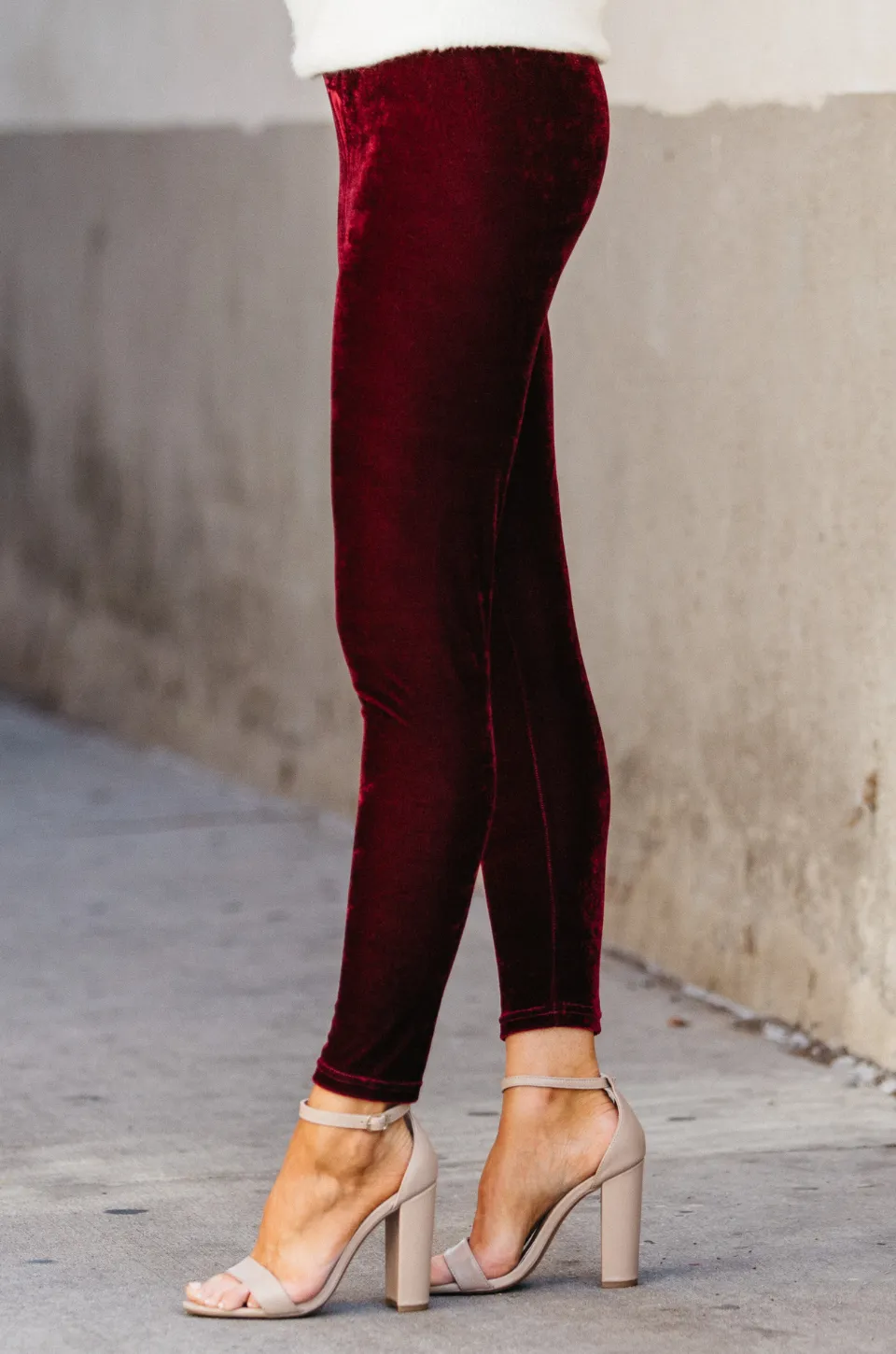 Elastic Waist Velour Leggings