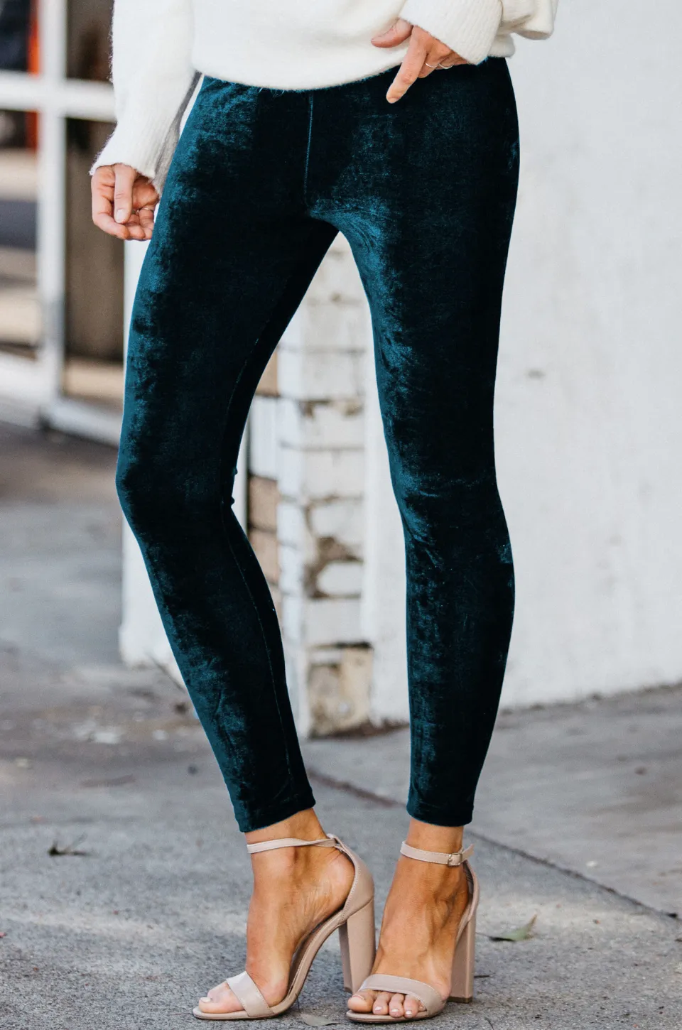 Elastic Waist Velour Leggings