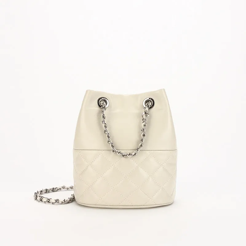 Elegant Calfskin Quilted Chain Bucket Bag | Fashion Quilted Shoulder & Crossbody Bag