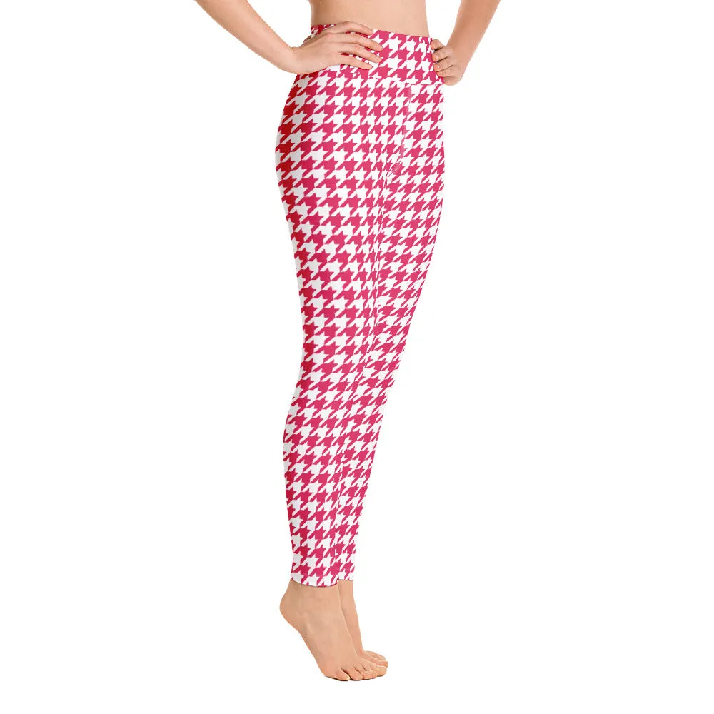 ELEVATED ESSENTIALS, BOOTY BOOSTING HIGH WAISTBAND LEGGING RED HOUNDSTOOTH