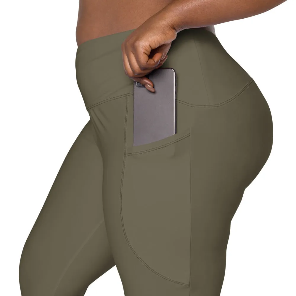 ELEVATED ESSENTIALS, THE PERFECT SIDE POCKET LEGGING ARMY GREEN