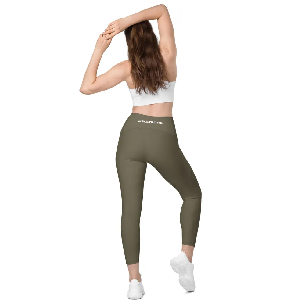 ELEVATED ESSENTIALS, THE PERFECT SIDE POCKET LEGGING ARMY GREEN