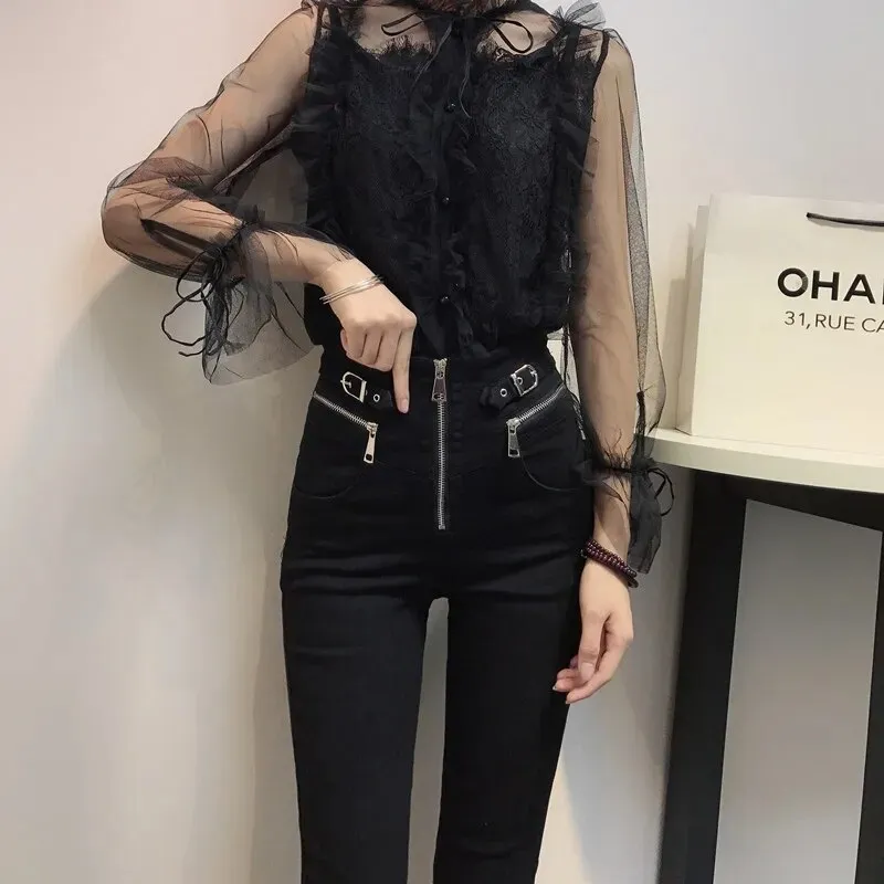 Fall Winter Plus Velvet Black Zipper Pencil Pants Women Casual Skinny Stretch High Waist Trousers Streetwear Slim Leggings Capri