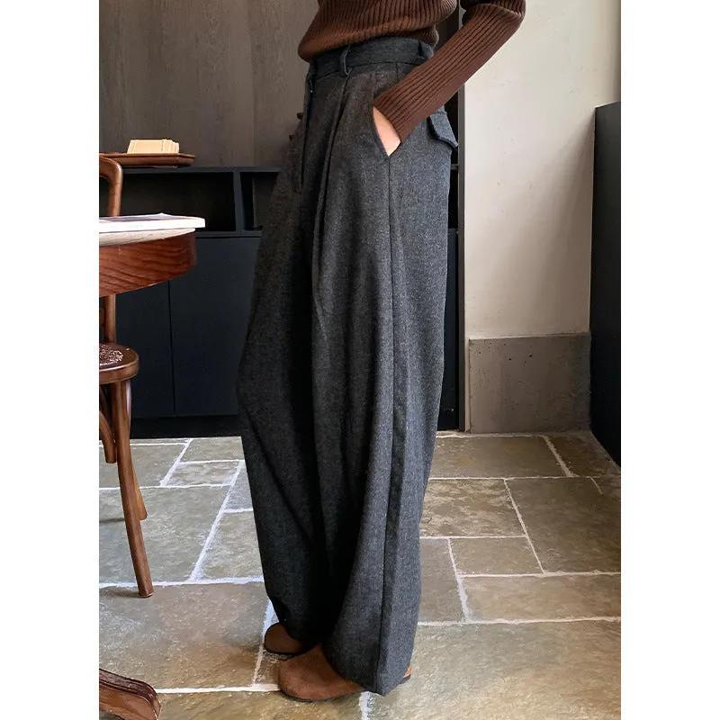 Fashionkova business casual outfits Yier Shirt Relaxed-Fit Wool Thickened Draping Casual Pants Women's Winter Suit Wide-Leg Straight Trousers