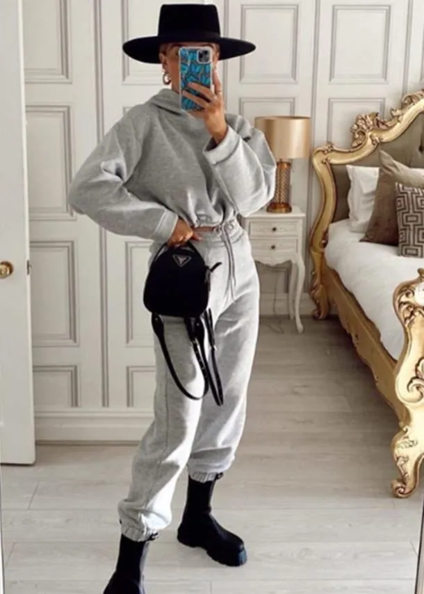 Fashionkova  New Sweatshirts Pullover Hoodies Pants Suit Home Sweatpants Trousers Outfits Solid Casual Women Sports Two Pieces Set Tracksuit