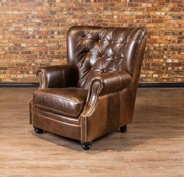 Fio Brown Faux Leather Wingback Chair