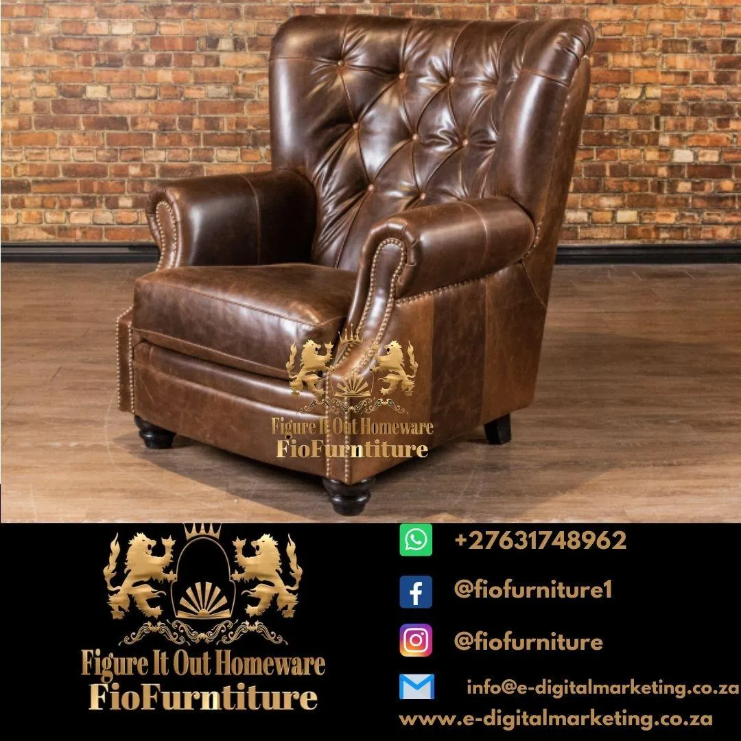 Fio Brown Faux Leather Wingback Chair