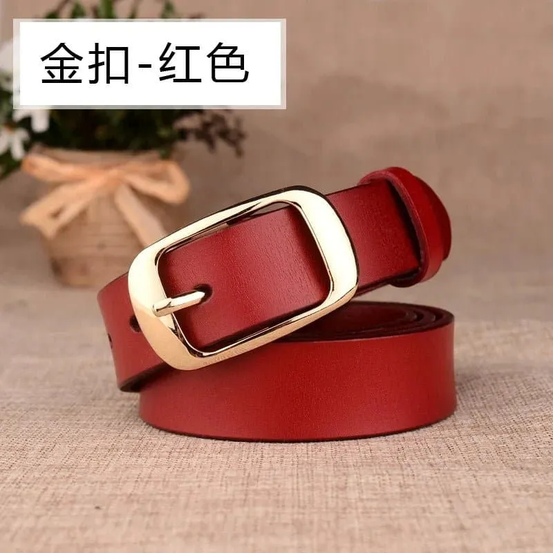 Genuine Leather Belts for Women - Trendy Solid Pattern, 3.8cm Buckle Width