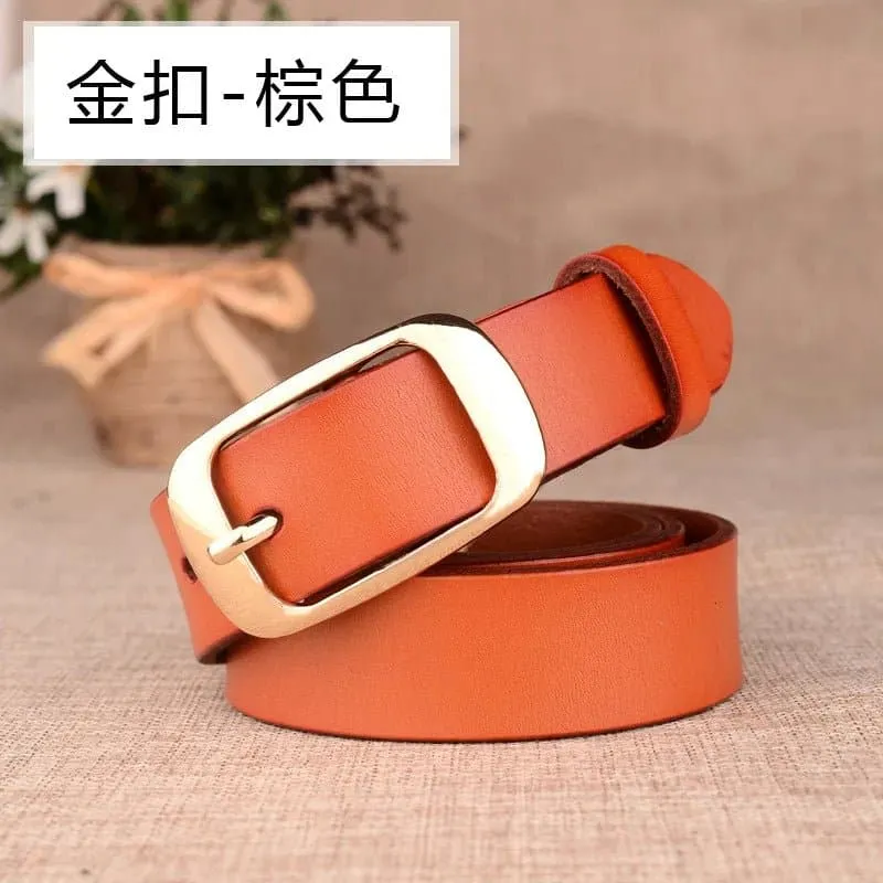 Genuine Leather Belts for Women - Trendy Solid Pattern, 3.8cm Buckle Width