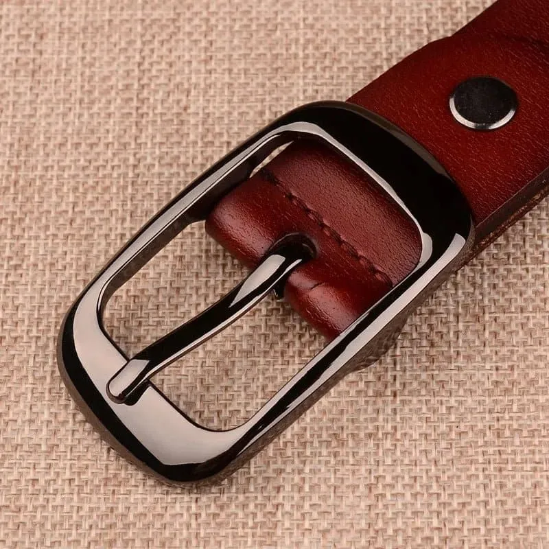 Genuine Leather Belts for Women - Trendy Solid Pattern, 3.8cm Buckle Width