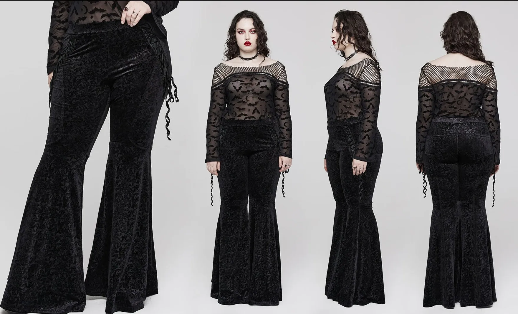 Goth Dark Texture Jacquard Flare Pants