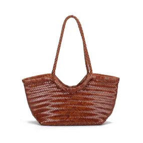 Handcrafted Woven Leather Tote Bag, Leather Hand Woven Triple Jump Bamboo Style Ladies HOBO Bag, Summer Holiday Bag, Women Woven Bag