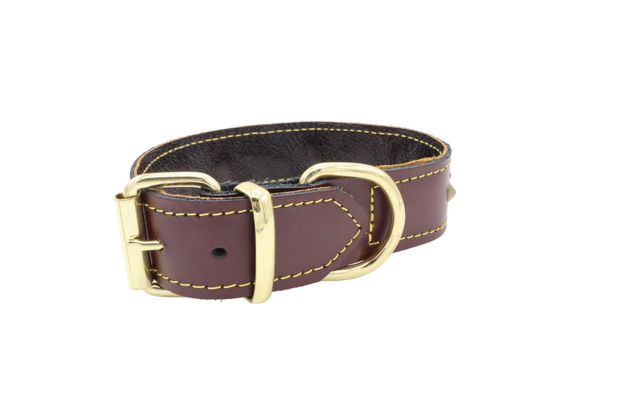 Handmade Leather Staffordshire Bull Terrier Collar with Unique Knot, Studs, and Emblem