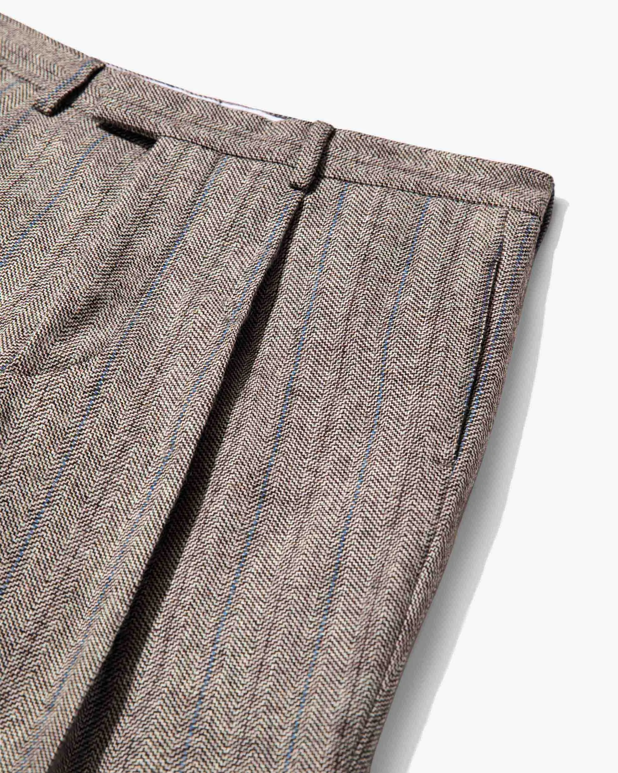 Herringbone Single-Pleat Suit Pant