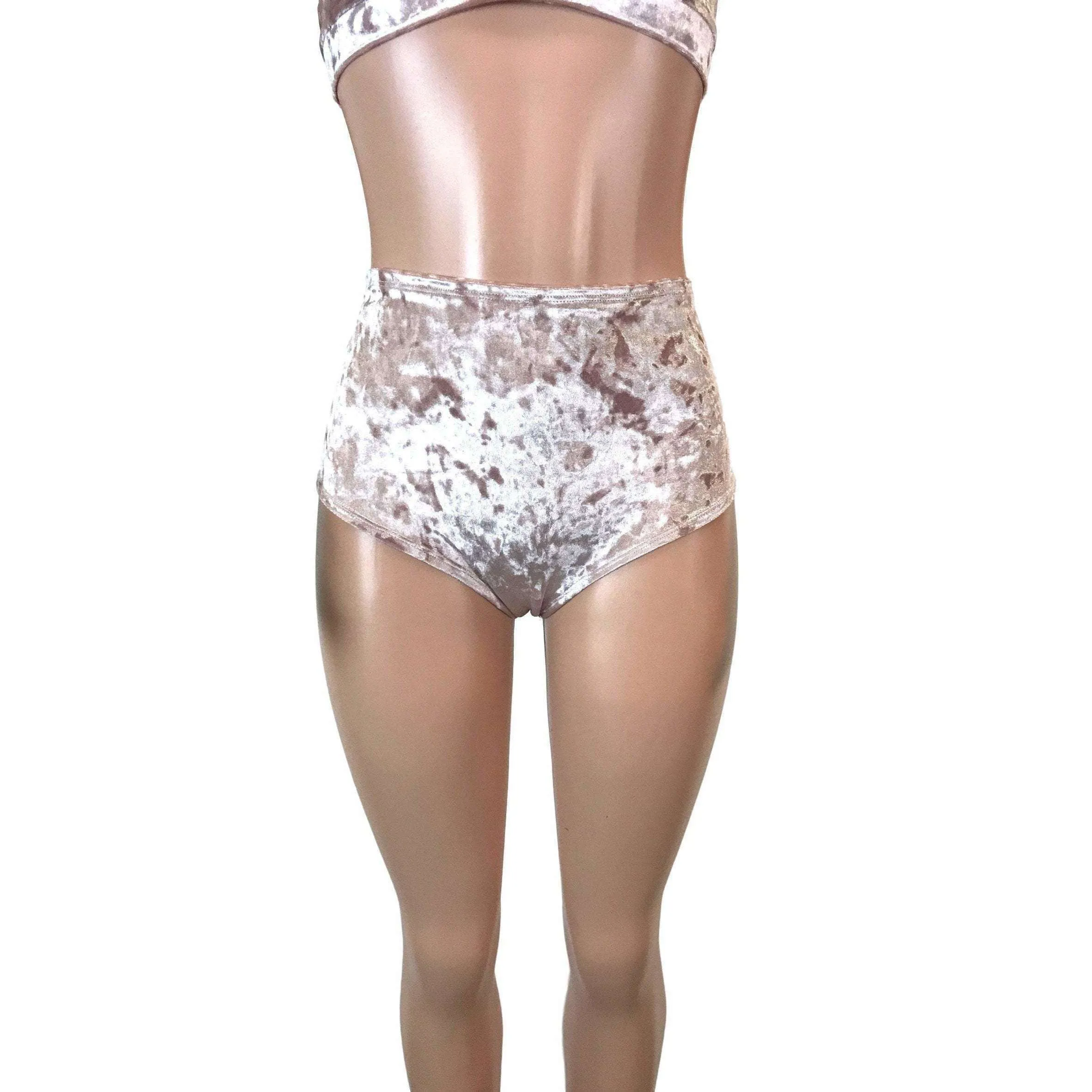 High Waist Hot Pants - Dusty Pink Crushed Velvet