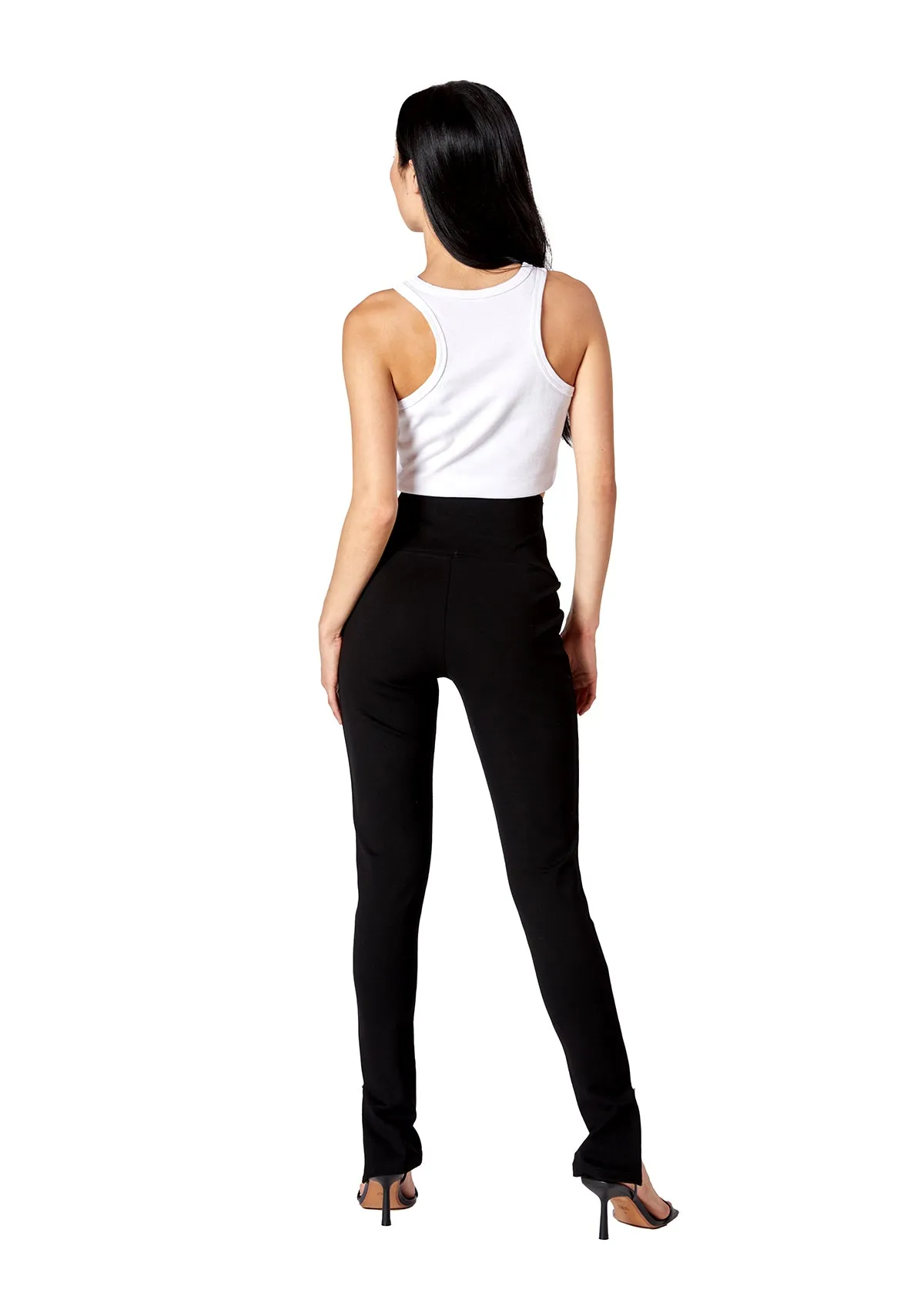 High Waist Slim Pants with Zippers