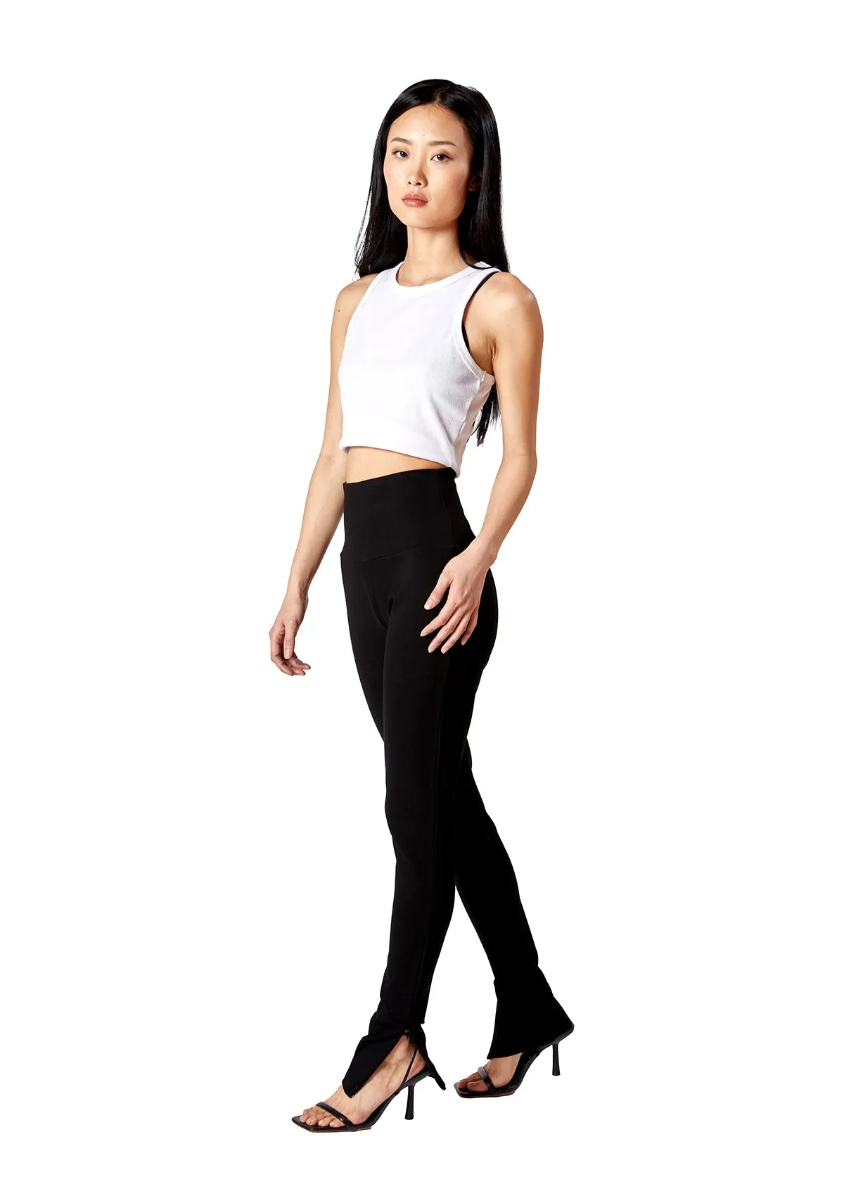 High Waist Slim Pants with Zippers