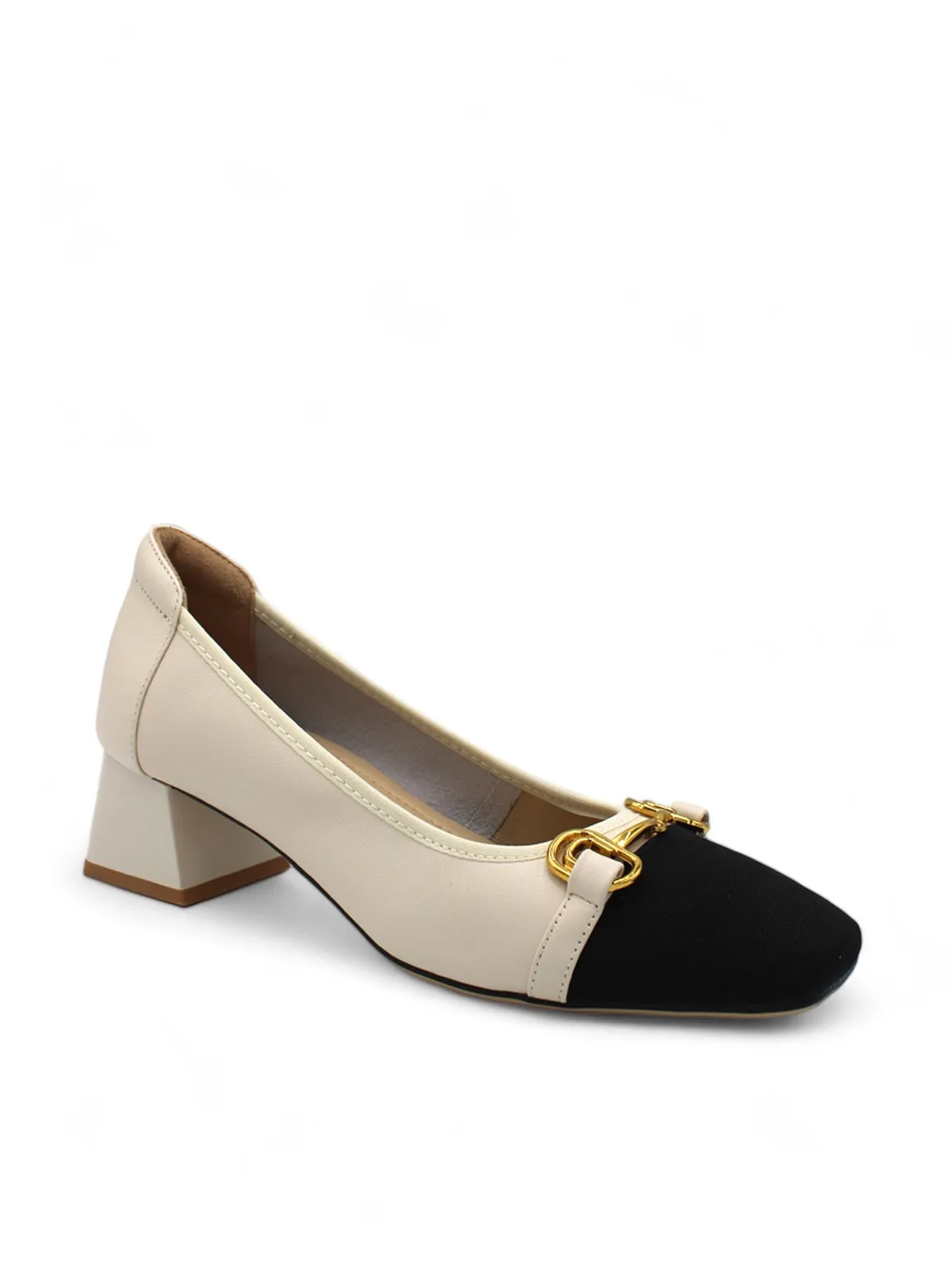 Horsbit Two-tone Block-heel Pumps