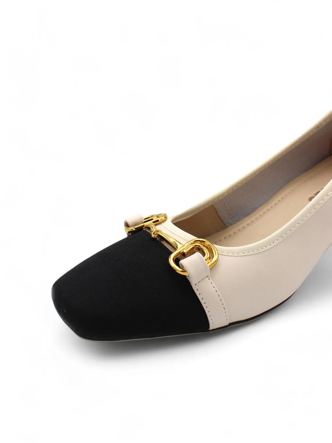 Horsbit Two-tone Block-heel Pumps