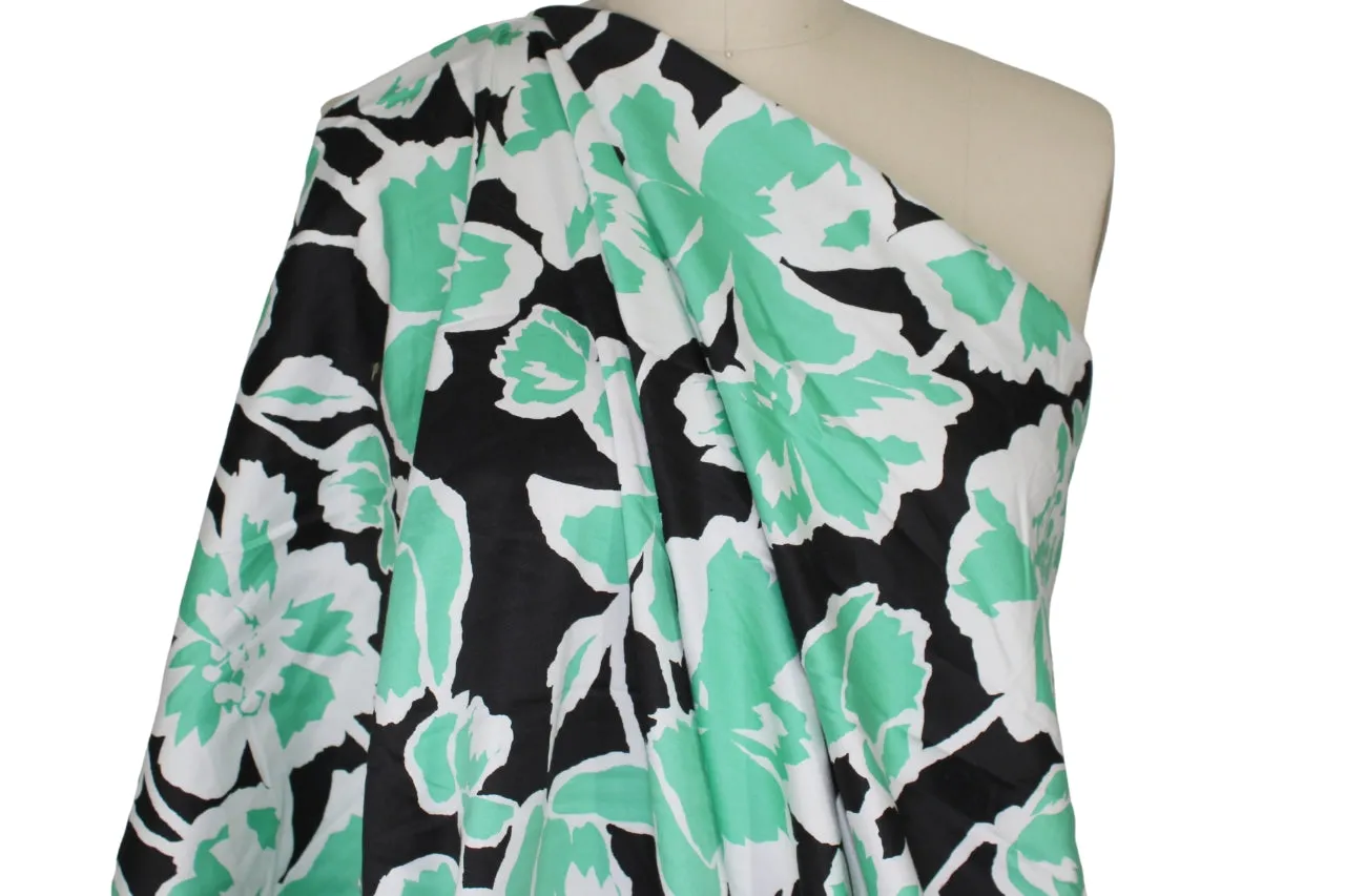 How Green Was My...Floral Cotton Shirting - Green/Black/White