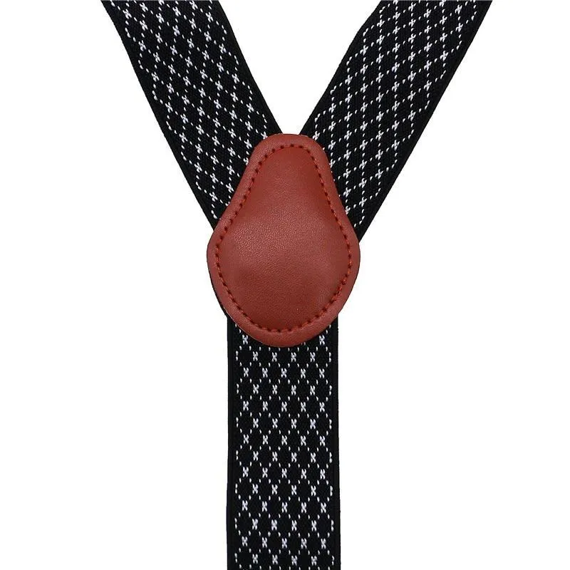 Hugo Brown Leather Button End Tuxedo Suspenders 35mm