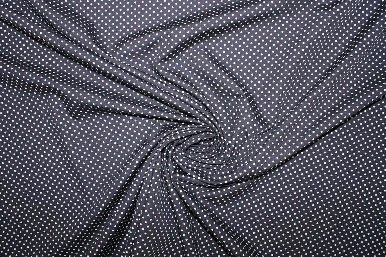 Japanese Mini Polka Dot Cotton Sateen - White on Navy