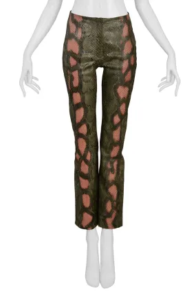 JITROIS GREEN & PINK PYTHON TROUSERS