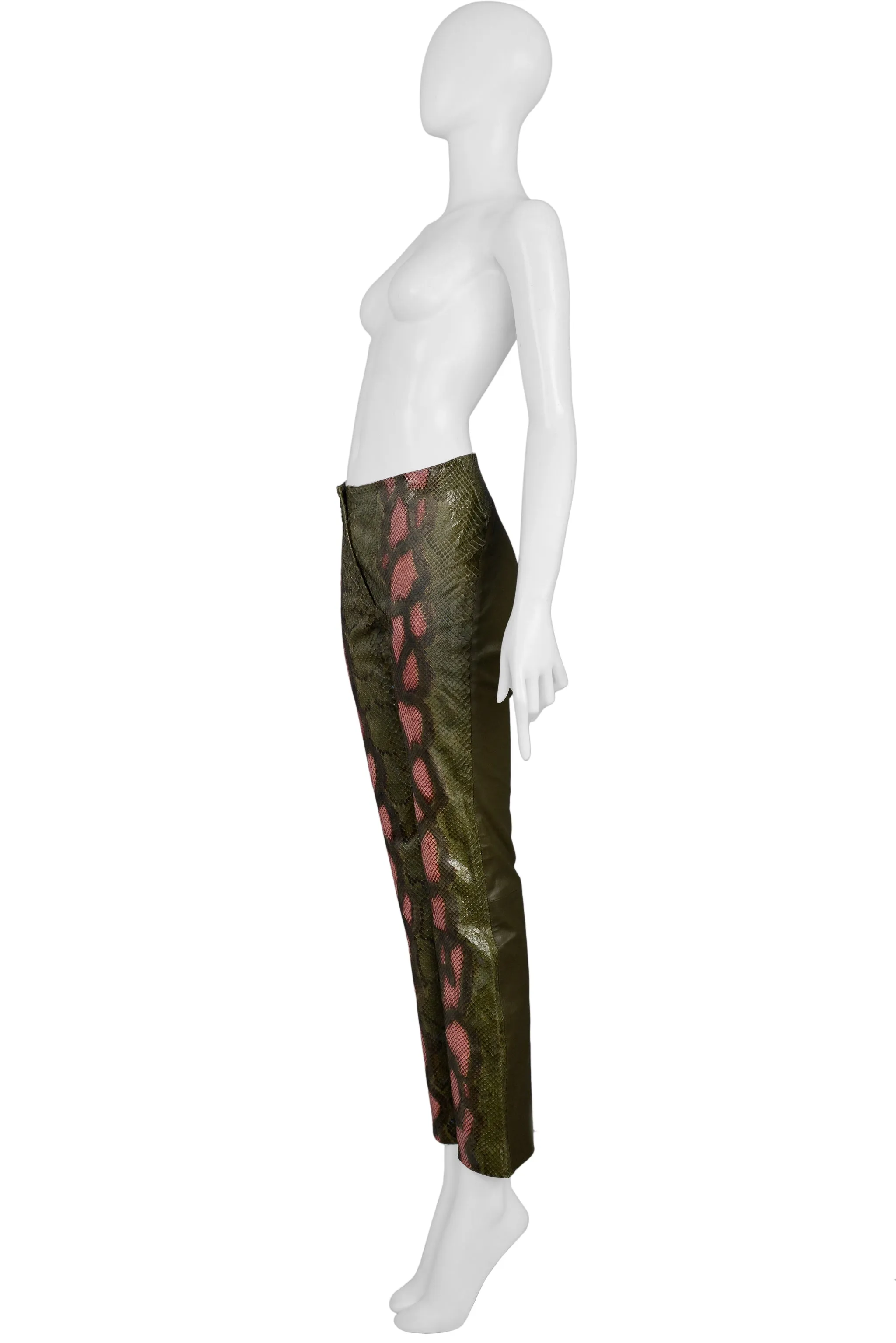 JITROIS GREEN & PINK PYTHON TROUSERS