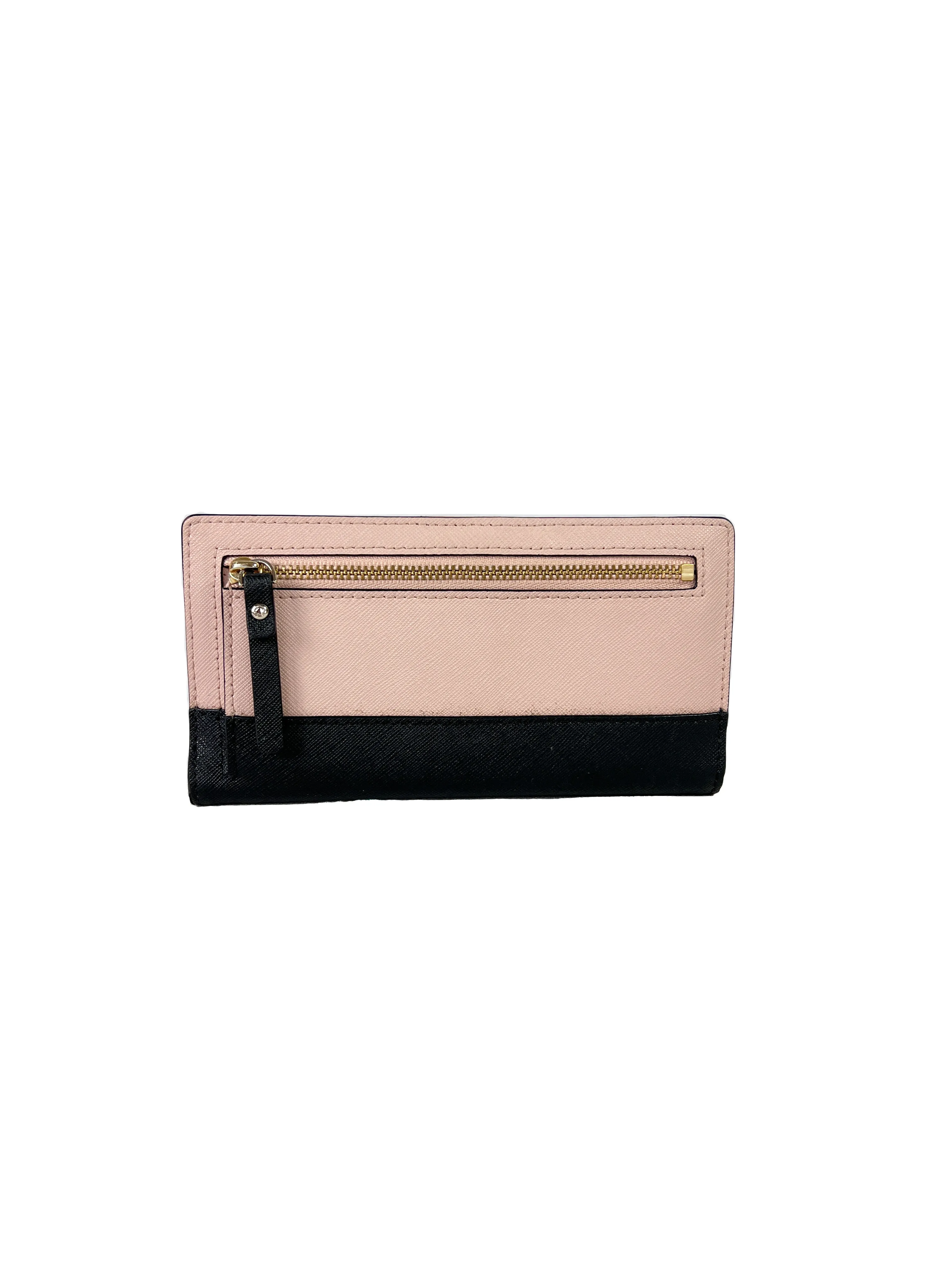 Kate Spade pink and black leather slim wallet