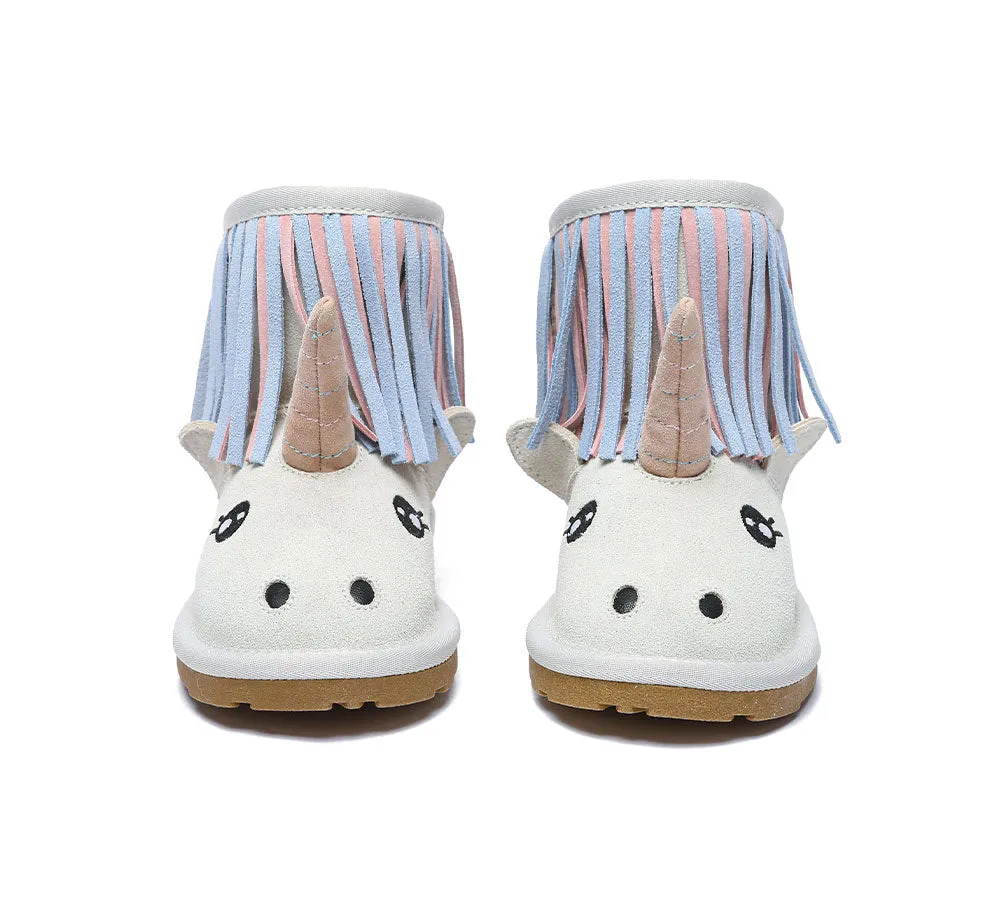 Kid Sheepskin Wool Boots Unicorn Kids Plus