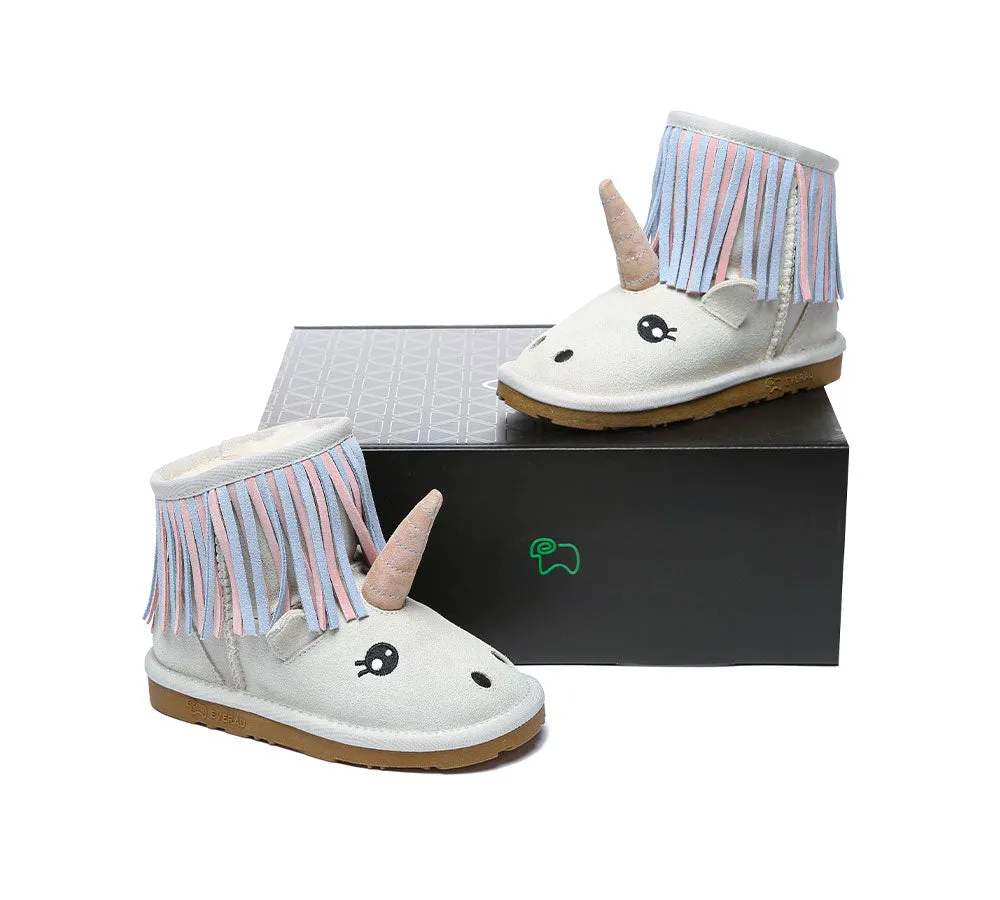 Kid Sheepskin Wool Boots Unicorn Kids Plus