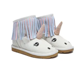 Kid Sheepskin Wool Boots Unicorn Kids Plus