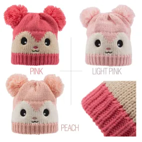 Knitted Winter Beanie Hat For Infants in Pinks and Peach - So Cute!