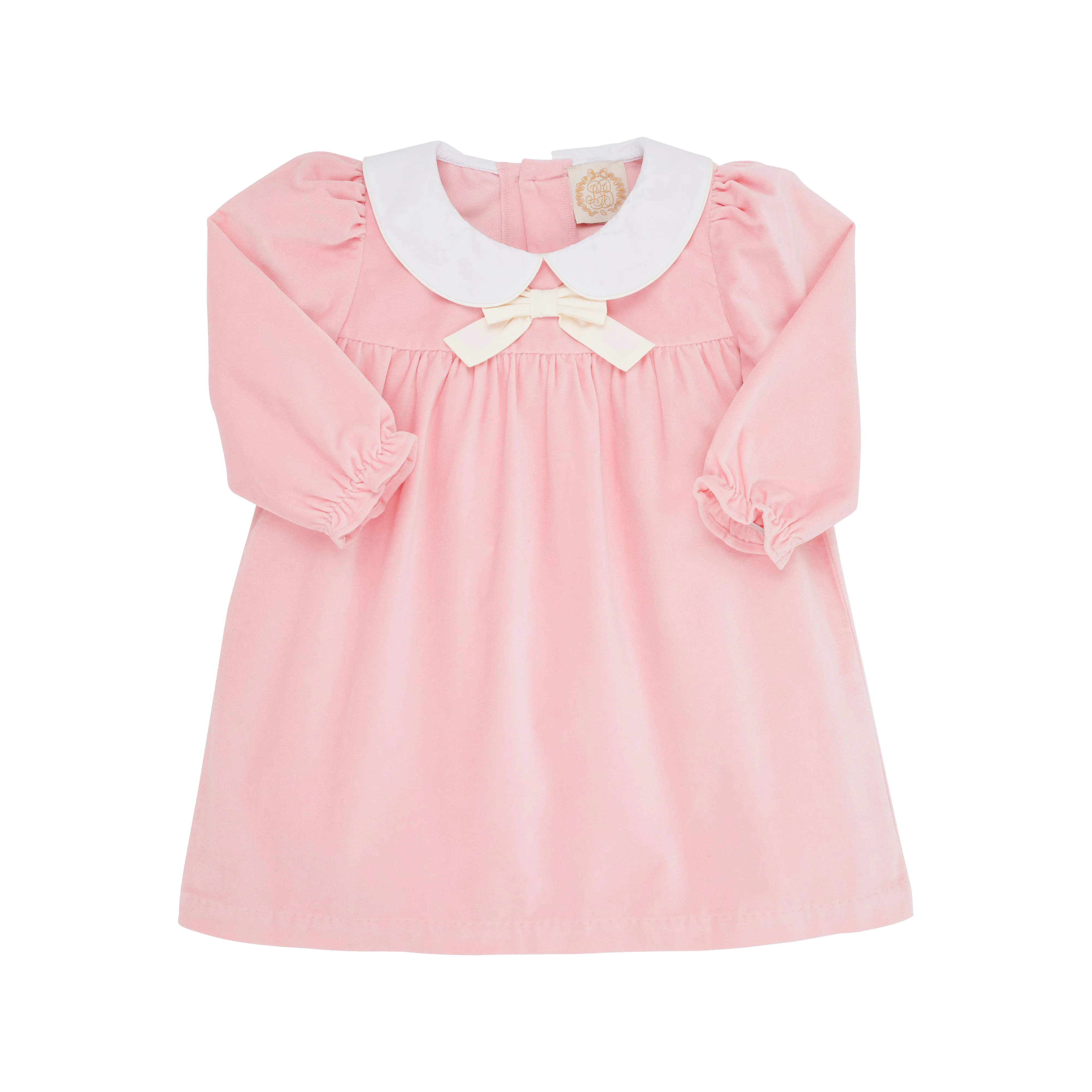 Long Sleeve Banks Bow Dress (Velveteen) - Sandpearl Pink with Palmetto Pearl