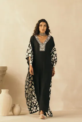 Midnight Black Appliqued Kaftan