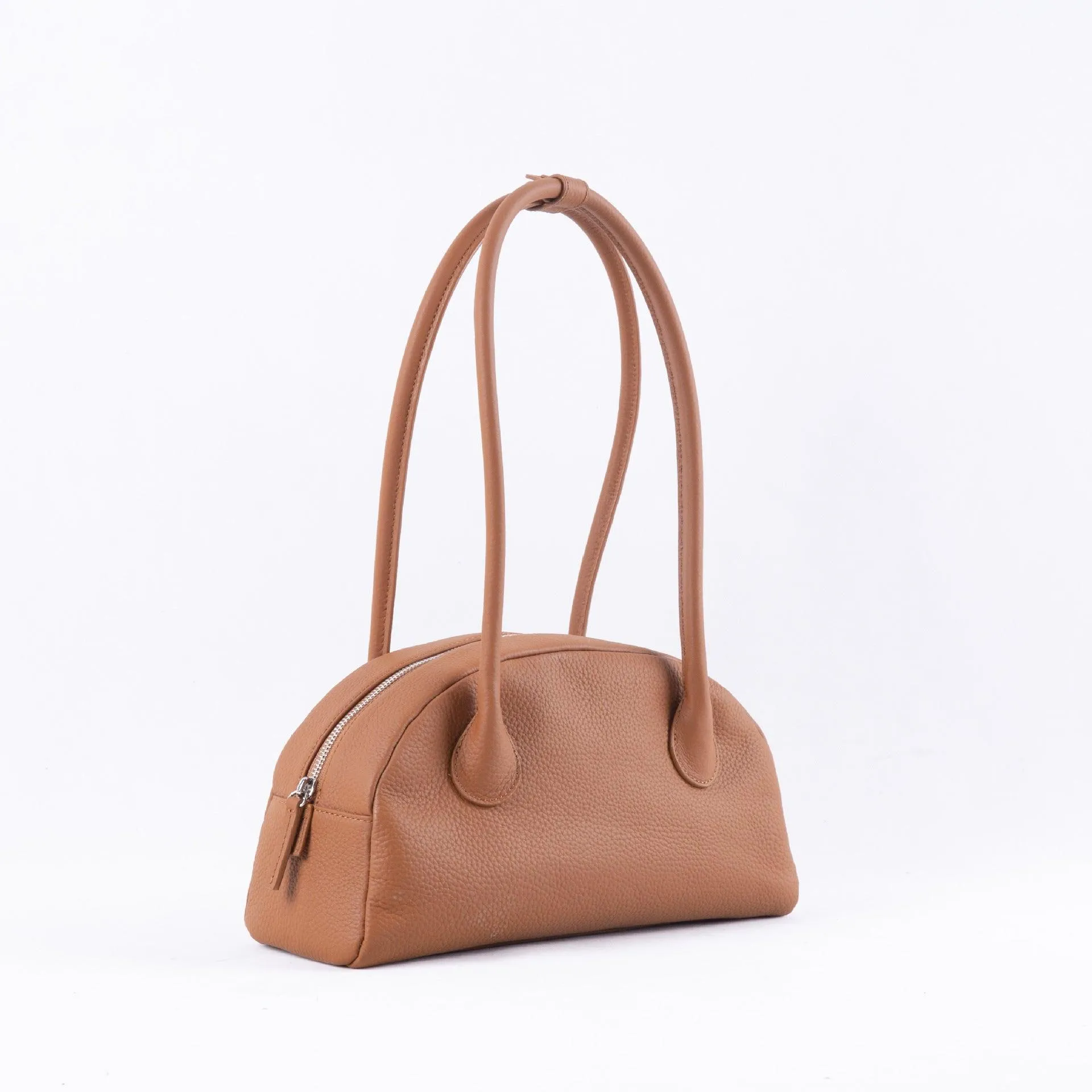 Minimalist Shell-shaped Leather Shoulder Bag, Women's Crescent Bag, Leather Party Bag